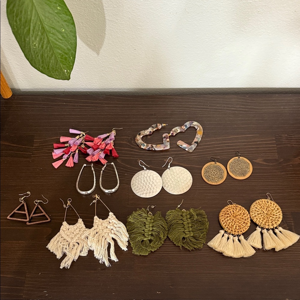 Bohemian Tassel and Woven Earrings Set